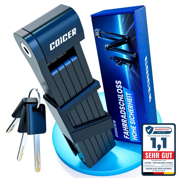 Folding Bicycle Lock 85cm with 3 Keys for Electric Scooter Bicycle and Motorcycle High Security with Stand - Bike Lock - Black