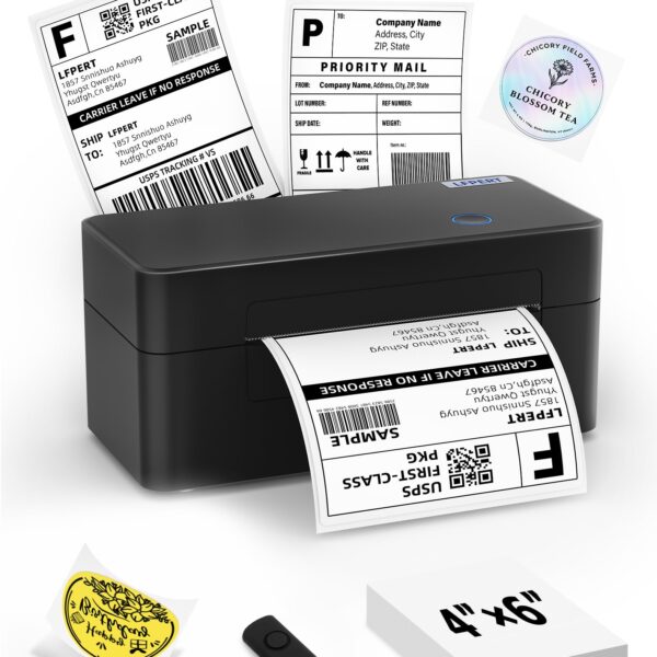 DB402 Label Printer DHL - Thermal Printer USB for Shopify, Ebay, Etsy, DHL, DPD, GLS, UPS with 20 Labels - 4x6 Shipping Labels Printer Compatible with Windows, Mac, Linux, Chromebook