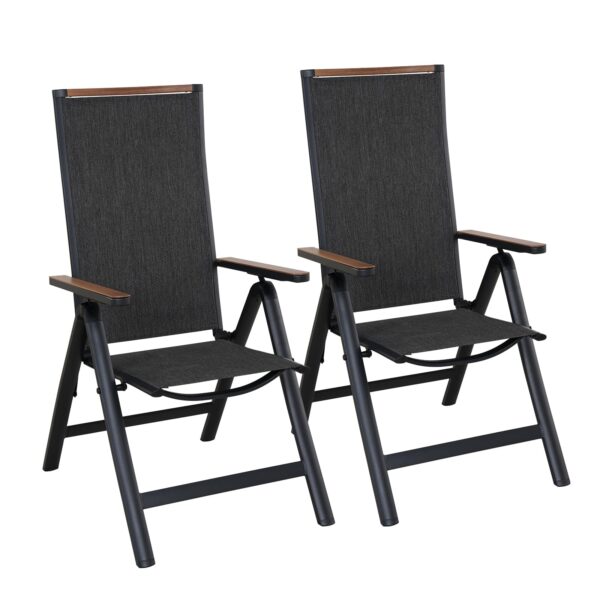 Grand patio Foldable Sun Lounger, Reclining Garden Chair, Aluminium Camping Chairs, Adjustable 6 Position High Backrest, Deck Chair for Garten, Outdoor, Poolside (Black) 1 PC